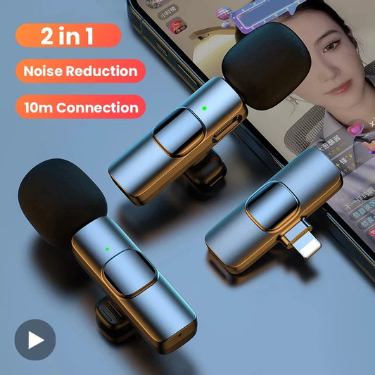 Trådlös Lavalier-mikrofon med 2,4G och 360° Upptagning – 9ms Latens, 20m Räckvidd, Plug & Play