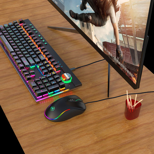 L300 + J300 Mekaniskt Gaming-tangentbord och Mus-set – Blå Axlar, 104 Tangenter och RGB