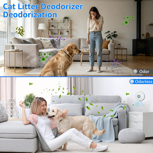 Kattlådedeodorant – Smart luktförstörare med sensormonitor, ultratyst luftrenare med 3 lägen, mångsidigt instickbart luftfräschare för hemmabruk