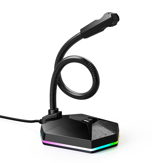 Böjbar USB-mikrofon med RGB-belysning – för Chatt, Streaming och Videokonferens