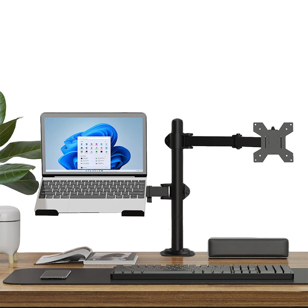 Ergonomisk Monitorarm för Skrivbord 13–27" – VESA 75x75/100x100 Justerbar Höjd Kabelhantering 8kg Stål EU-lager Polen