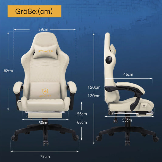 GTPLAYER ACE-PRO Gamingstol – 3D-stereohögtalare Fotstöd 170° PU-läder 150kg Ergonomisk Svängbar Kontorsstol 2026