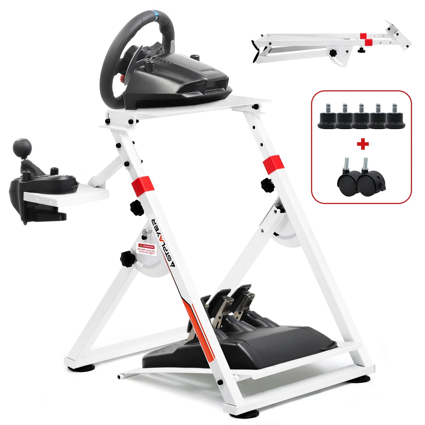 GTPLAYER Ratt-ställning för Sim Racing – Justerbar 20°/20cm Höjd, Kolstål, Logitech G29/G920/G923 Thrustmaster, EU-lager