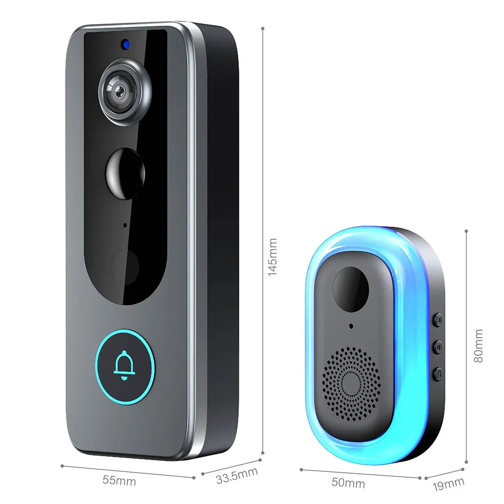 Tuya WiFi Smart Video Doorbell 1080P – 170°, Tvåvägsljud, IR-nattseende, 1000mAh, SD-kort & Moln