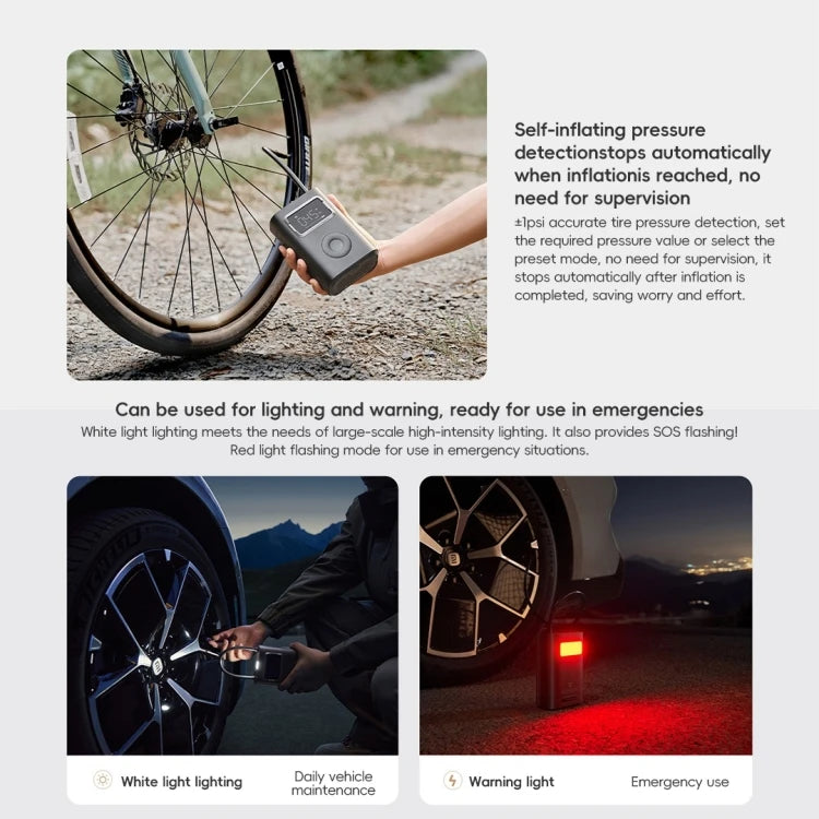 Original Xiao Mijia Air Pump 2 Pro Portable Vehicle Maintenance Electric Air Compressor Inflator With Emergency Light