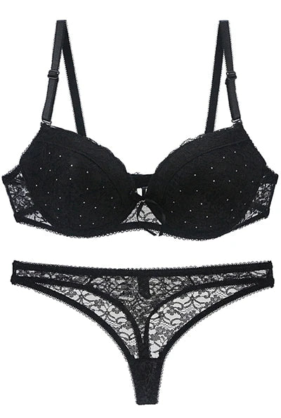 Dam Spets BH & Trosor Set – Push-Up Bygel Broderad Sexig Lingerie Plus Size, 6 Färger 75–95 B–E