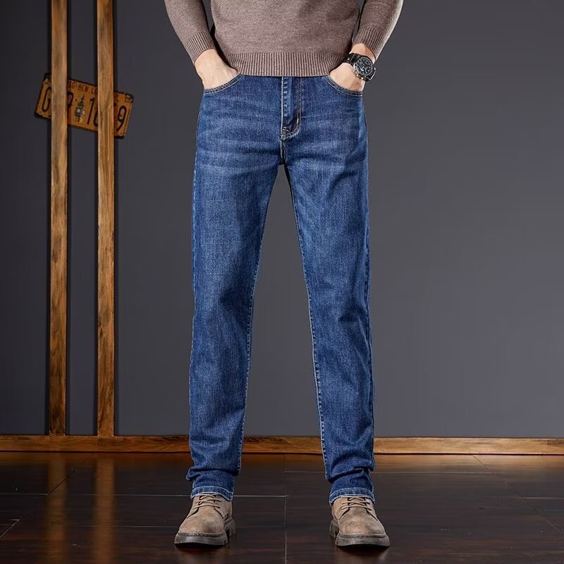 Herrjeans Straight Loose Fit Stretch Denim för Herr 2026
