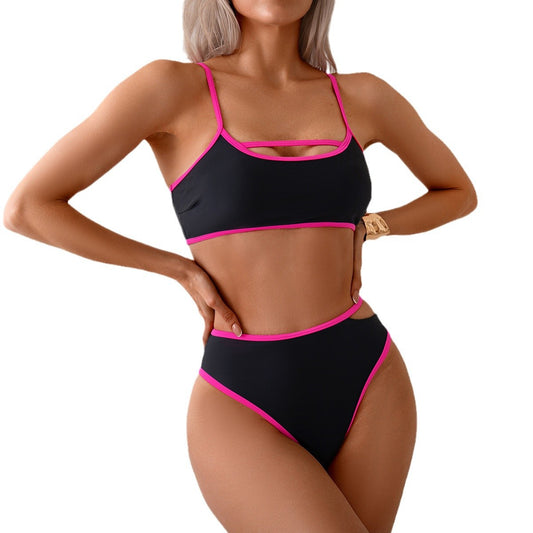 Dambikins Ryggfri – Färgblockerande Sexig Högmidjad Nylon 4 Kombinationer S–XL Badkläder Dam GM25005 2026