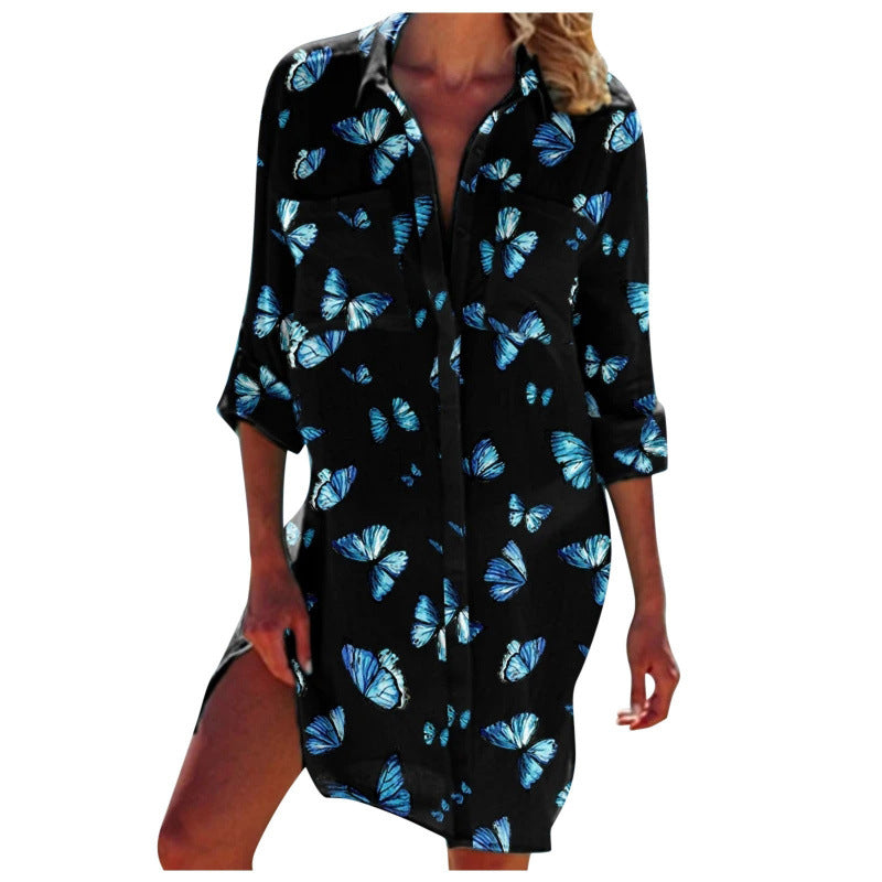 New Foreign Trade Cross-Border Model, Long-Sleeved Swimsuit Shirt, Women's Clothing, Printed Vacation Beachwear