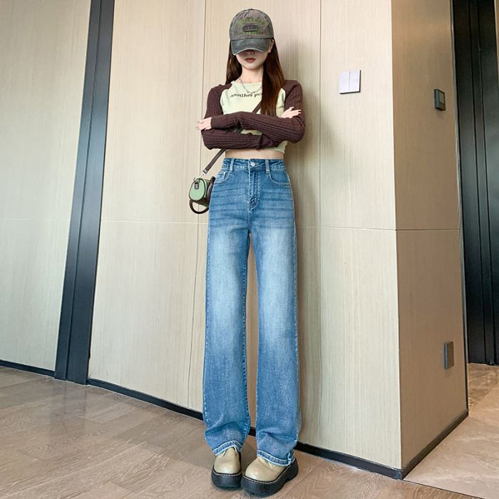 Damjeans High Waist Wide Leg Stretch Denim för Dam 2026