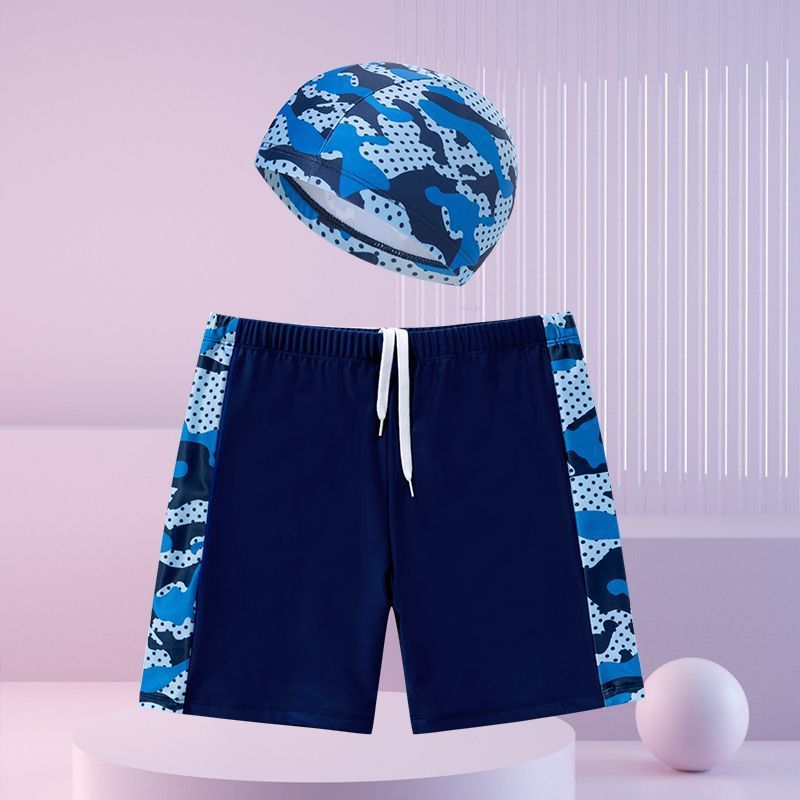 Pojkar Badbyxor Set – Mönstrat med Huva Simglasögon & Väska Snabbtorkande Polyester S–4XL Badkläder Barn 2026