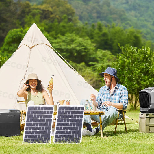 SOECOPO Solsystem-kit – 2×Flexibel Solpanel + 1100W Inverter (E-Series) + LCD-regulator 12V/24V, 220V, EU-lager (Polen)