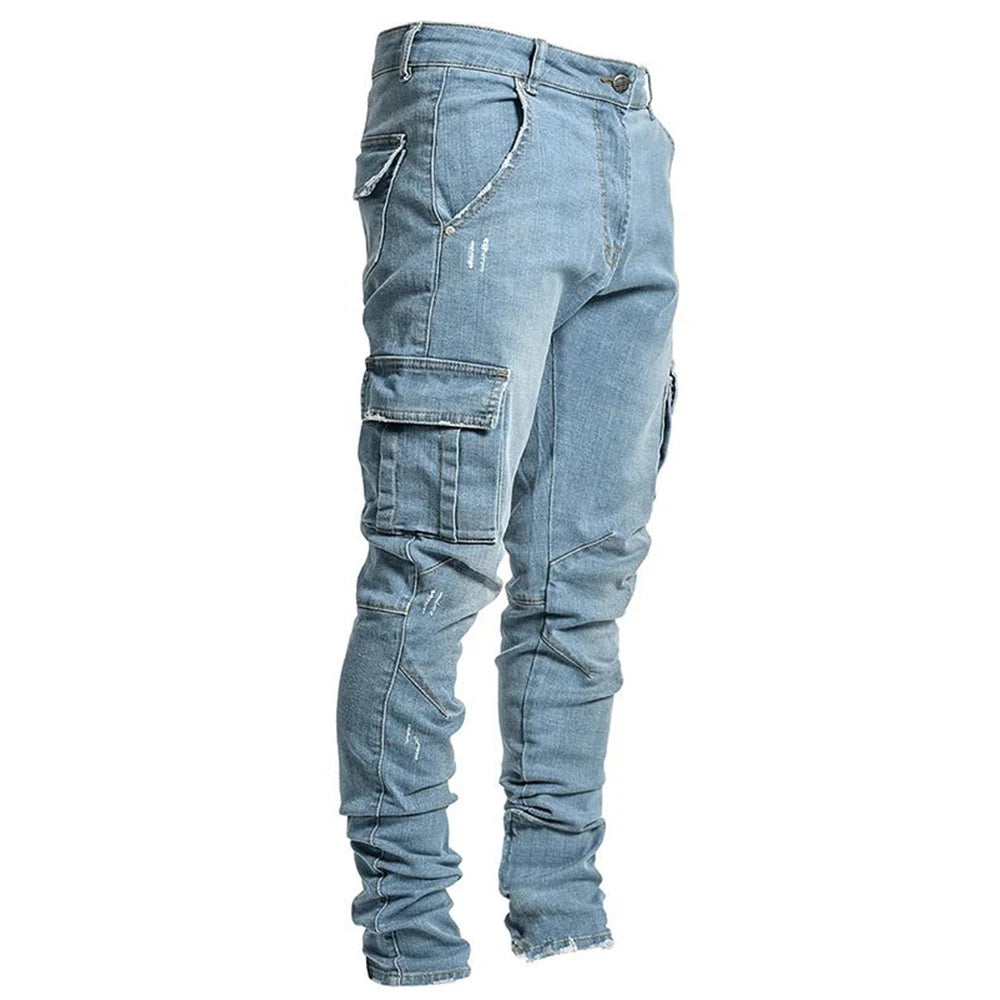Tsingyi L0066 cargojeans herr – smal passform, svart eller blå