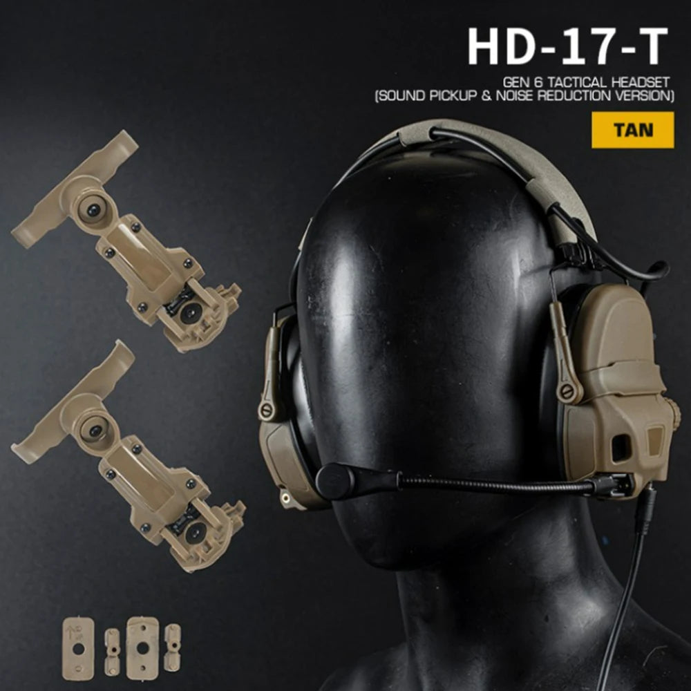 HD-17 GEN 6 Tactical Headset Sound Pickup&Noise Reduction Sports Shooting Earmuff Sports Shooting Impact Anti-Noise Headset
