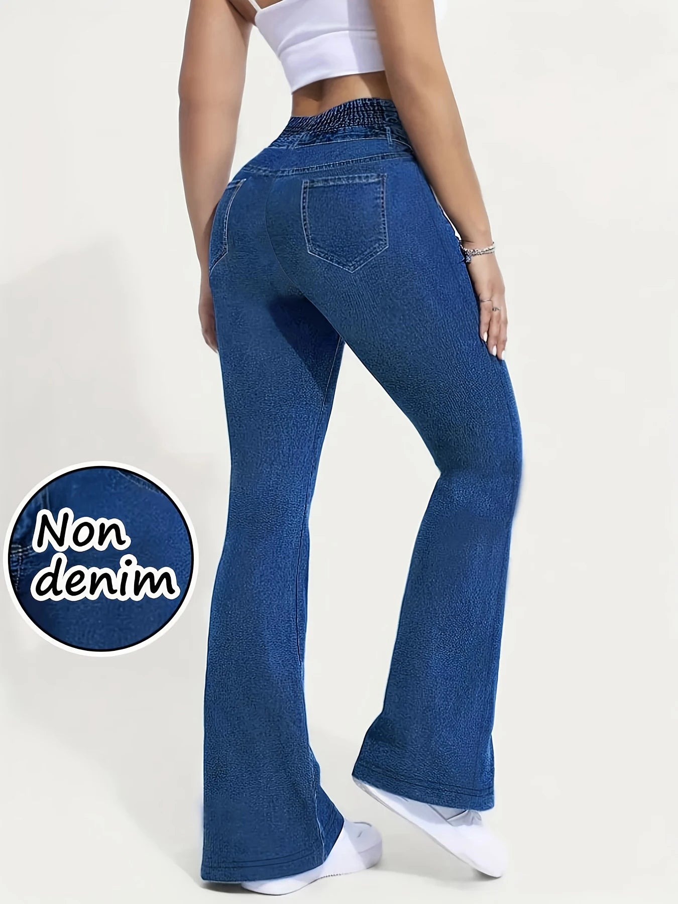 High Elasticity Non-Denim Printed Leggings Women's High Waist Slim Leggings Gym Training Wide Leg Fashion Leggings Casual Wear