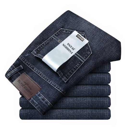 Business-jeans för herr – rak passform, stretch-denim, casual och kontor