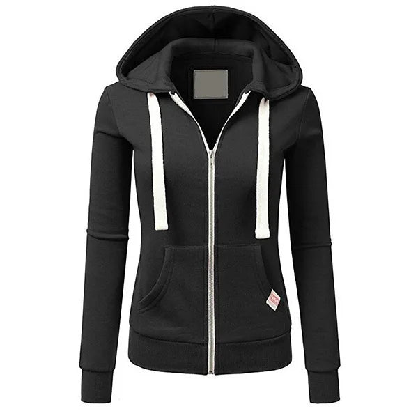 Autumn and Winter Hooded Sweatshirt for Women's Casual Streetwear, Zipper Sports Shirt, Long Sleeved Jacket, Hoodie Top, Hooded
