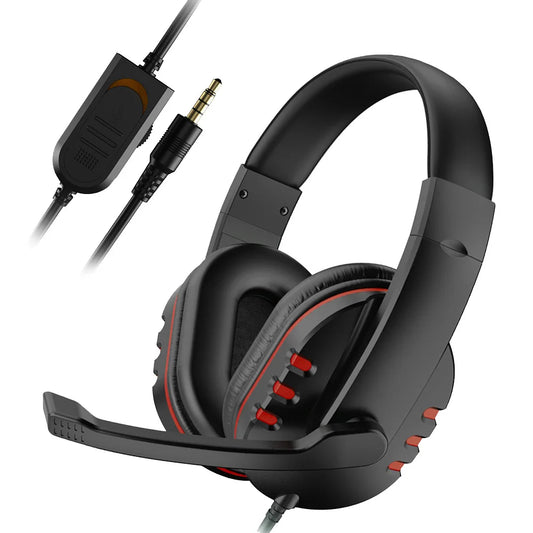 Gaming Headset 3,5mm Over-Ear – HD-mikrofon Omnidirektionell Stereo PS4 PC Smartphone 210x190x90mm Blå Röd
