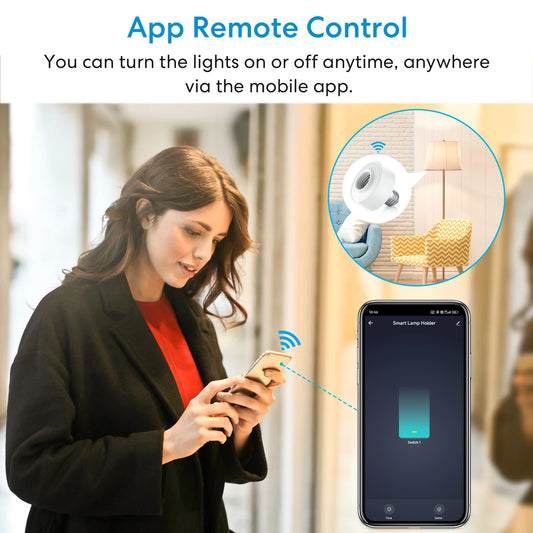 RiooCubee WiFi Lamphållare E26/E27 – Tuya & Smart Life, Timer, Röststyrning, Google Home & Alexa