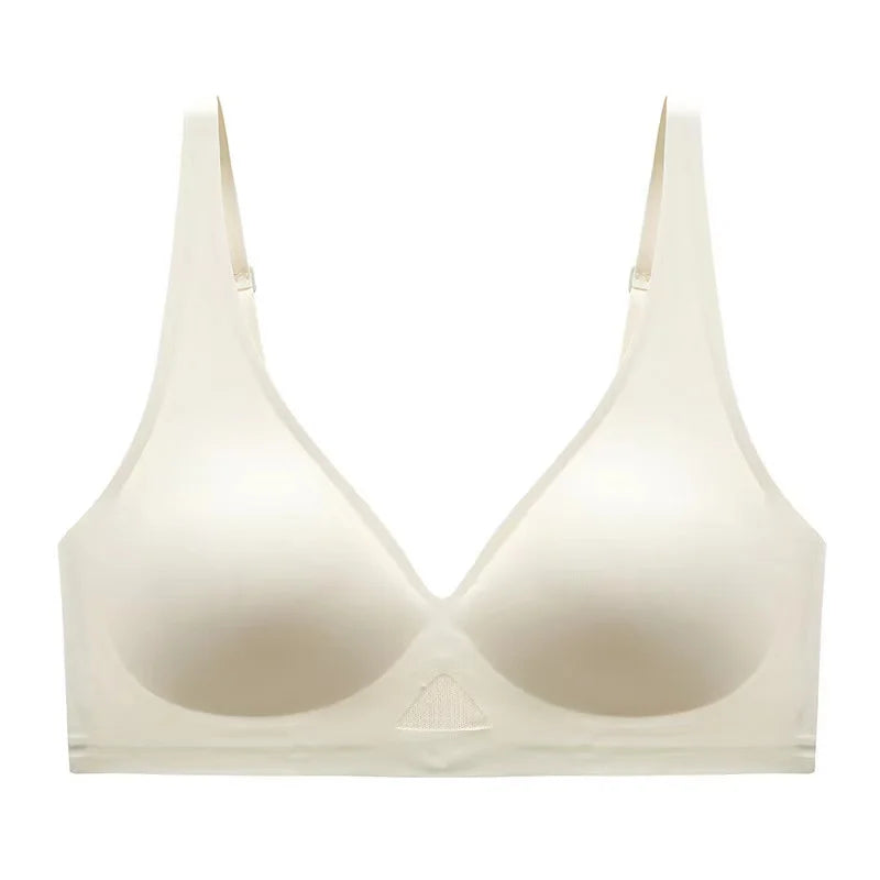 Women's Seamless Bra Push-Up Bralette With Pads U-Shape Back Non-wire Underwear Mesh Splice Breathable V-Neck Sexy Lingerie S-XL