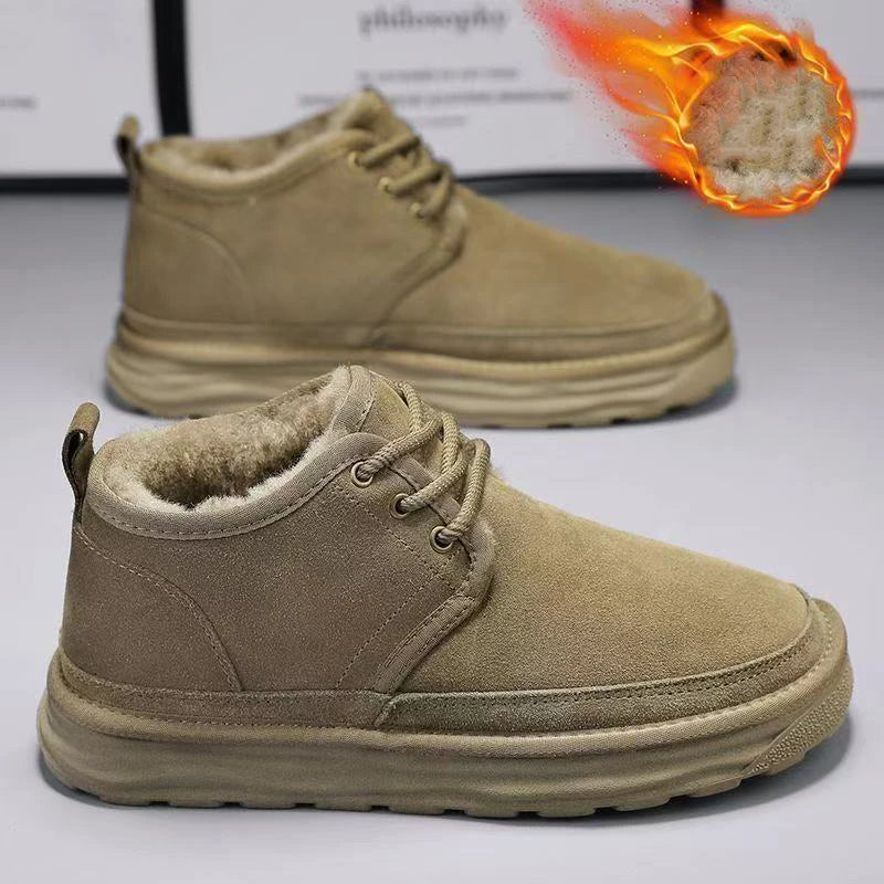 New Winter Snow Boots Men Plush Warm Men Boots Suede Leather Ankle Boot Comfortable Light Couple Cold Protection Sneakers