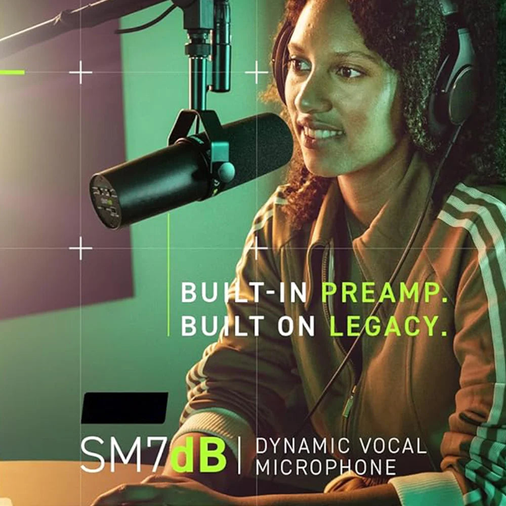Shure SM7dB Studio Dynamic Microphone Radio Live Vocal Microphone Sm7b Upgraded Version for Streaming Podcast Built-in Preamp