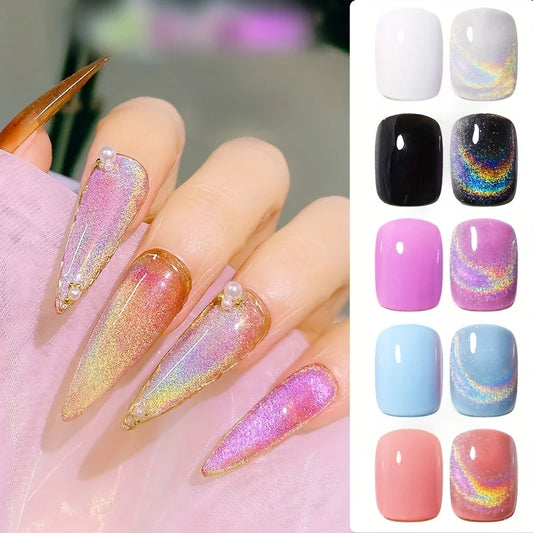 8 ml regnbågsfärgat magnetiskt gellack med gel