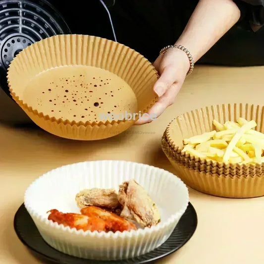 Engångspapper för Airfryer 20cm – Oblekt Bakplåtspapper med Silikonbeläggning, Rund och Fyrkant