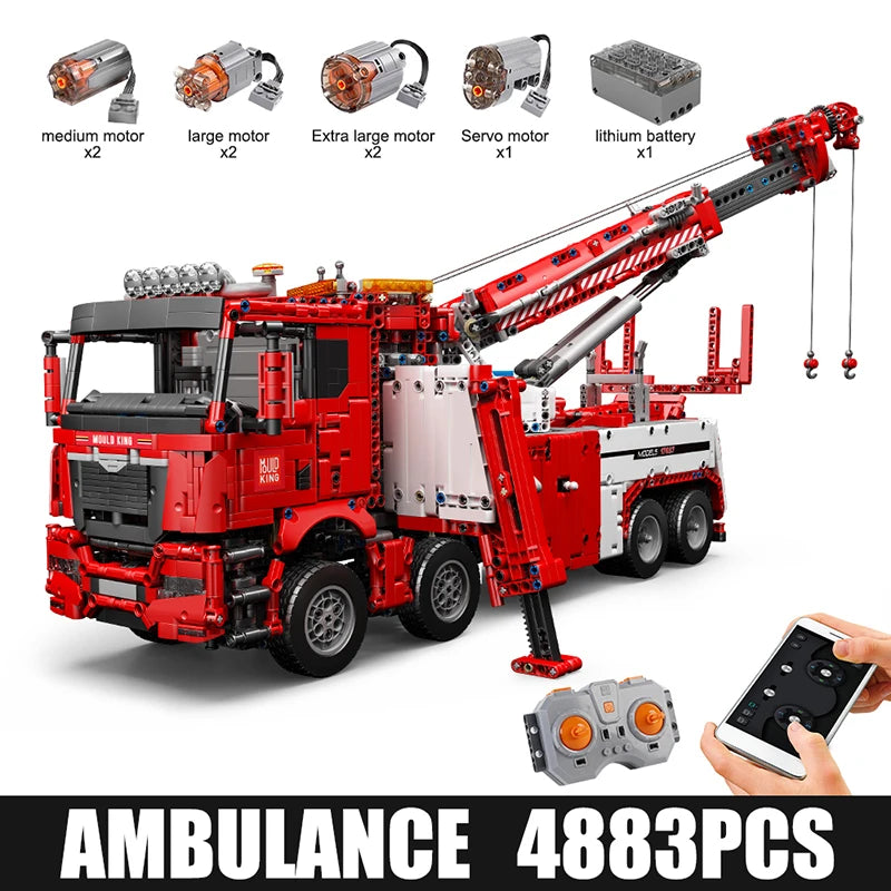 Mould King 17028 Teknisk Brandbil APP & RC Motoriserad Byggsats