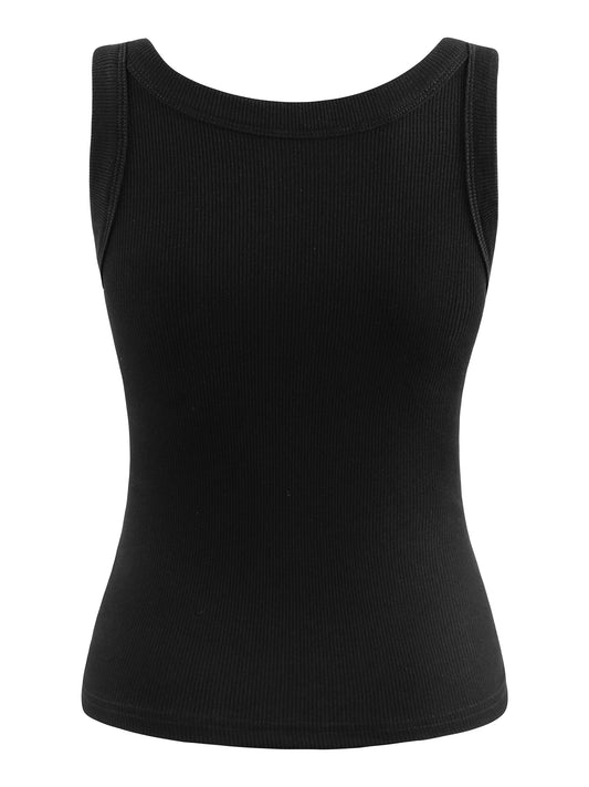 Dam Ribbad Tank Top 2026 – Y2K Bomull O-neck Slim Fit 1, 2 eller 3-pack M–XXL