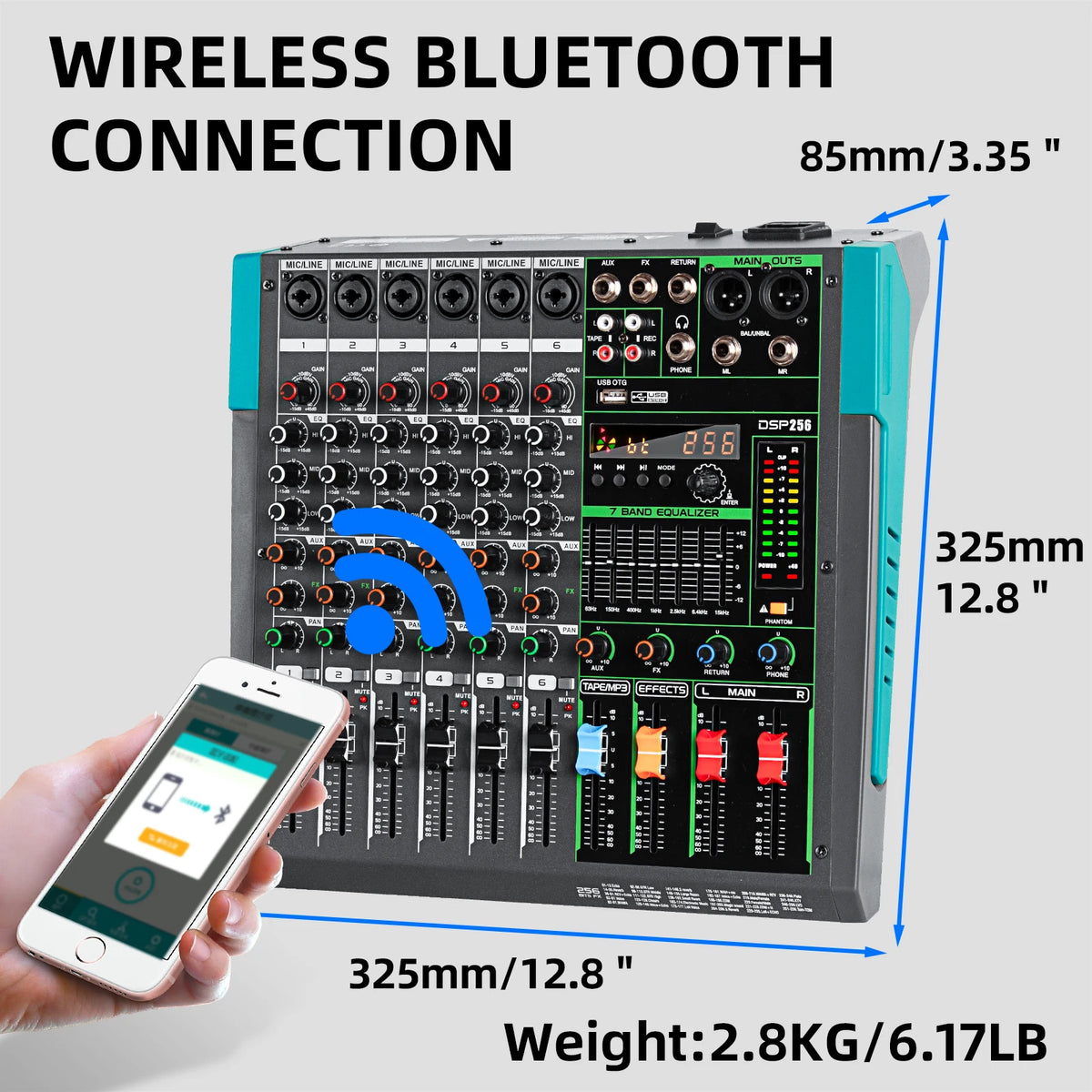 Depusheng MG6 6-kanals ljudmixer med Bluetooth och DSP