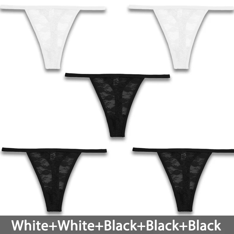 5-pack spetsstring – damunderkläder med blommigt mönster