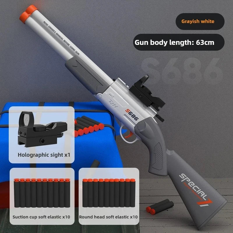 Dubbelpipigt Airsoftgevär S686 Leksaksvapen med Mjuka Skott