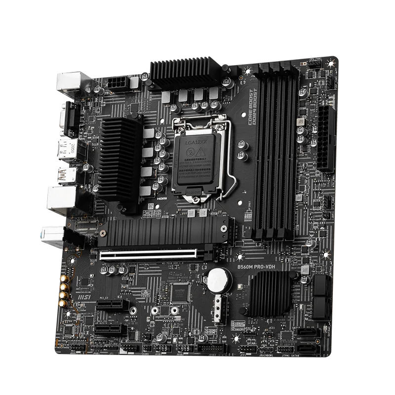 msi B560M PRO-VDH (mATX, 11th/10th Gen Intel Core, LGA 1200 Socket, DDR4, PCIe 4, CFX, M.2 Slots, USB 3.2, 2.5G LAN Motherboard