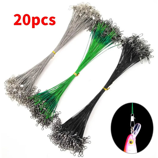 Lure Front Wire Anti Bite Fishing Line Steel Leader With Swivel Accessory Lead Core Offshore Angling Sea Snap Fishhook Tool