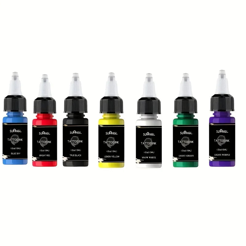 Professional Tattoo Ink - Multicolor Dynamic(14 Colors) & Vibrant Colors in 0.5oz (15ml) Bottles for Tattoo Artists