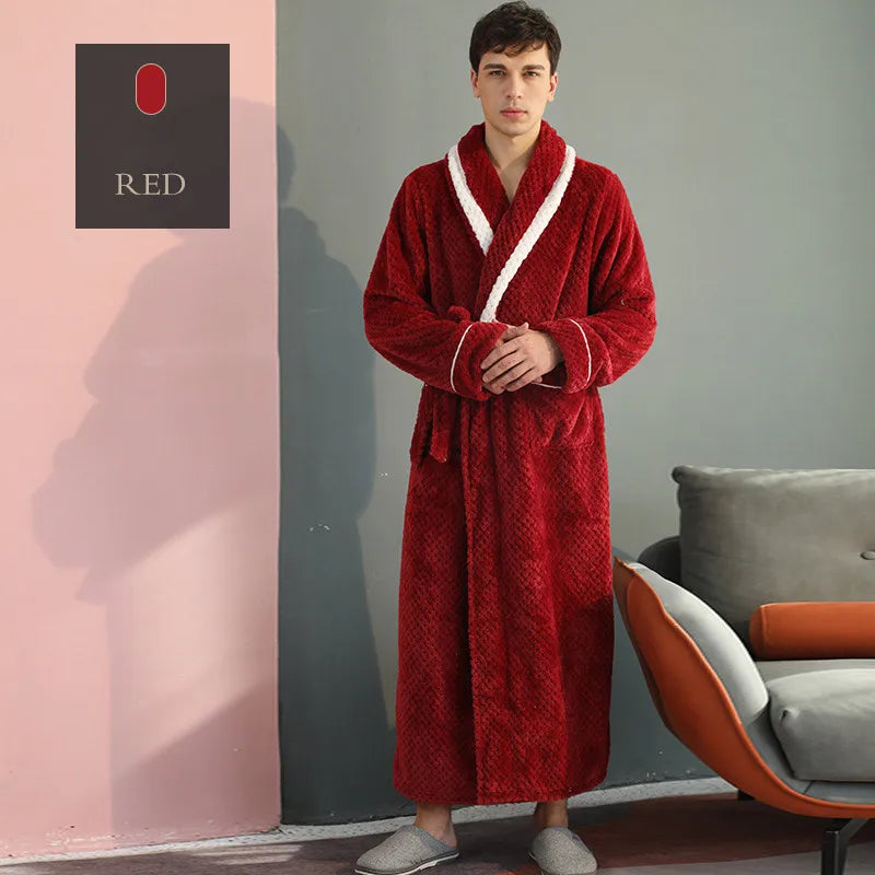 Female Autumn and Winter Warm Long Coral Velvet Thick Couple Bath Bathrobes Men Women Pajamas Shower Robe Bath Towels For Adults