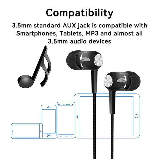 BLUEKAKA trådbundna in-ear-hörlurar med mikrofon – 3,5 mm