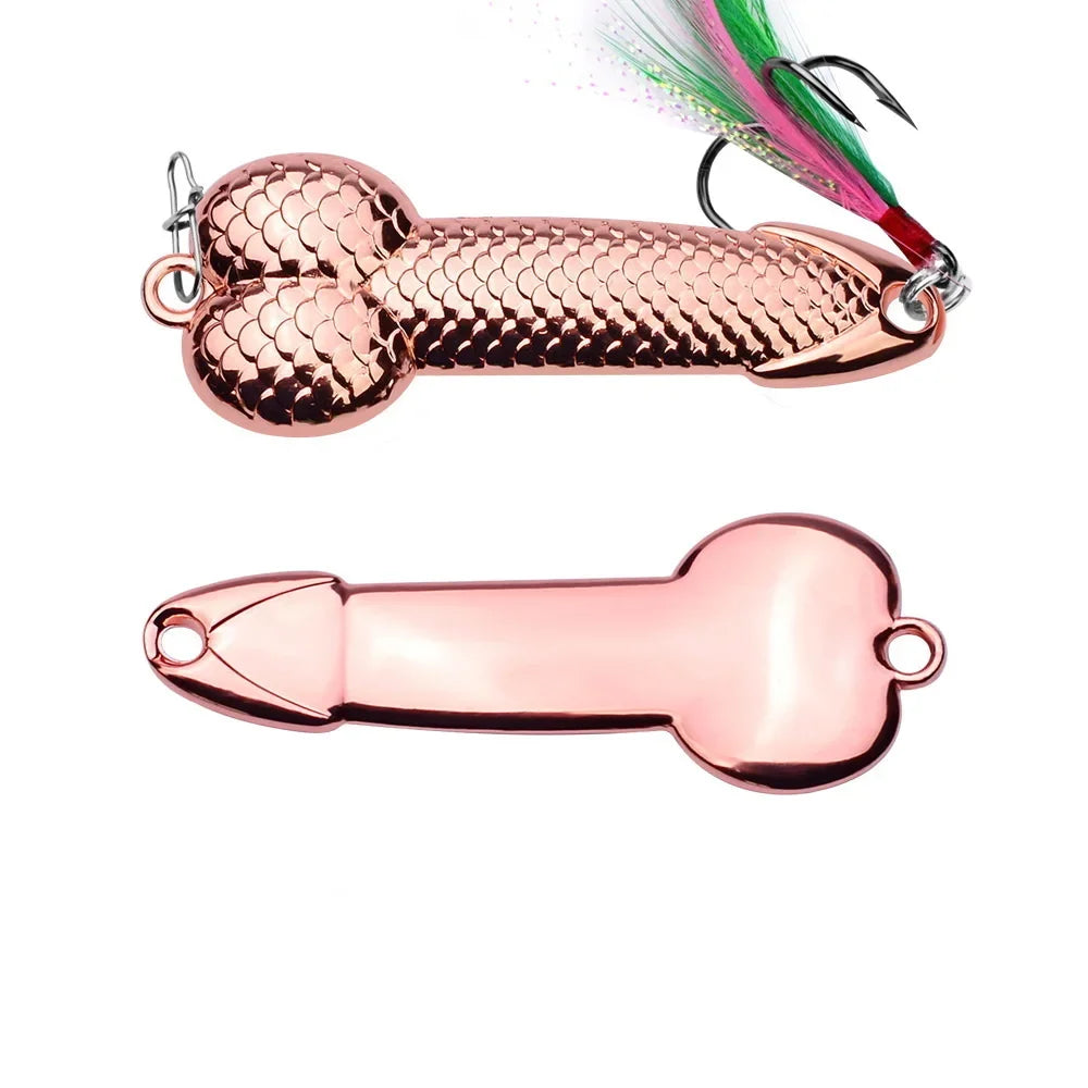 Metal Penis Spoon Lure 3g 7g 11g 15g 21g 28g 36g Hard Bait Tackle Sequin Vibrating Fishing Lure Artificial Bait Feather Hook VIB