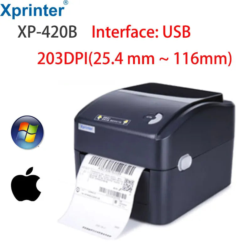 Xprinter Termisk Fraktskrivare 4" – XP-420B 460B 463B USB Bluetooth WiFi Ethernet – DHL FedEx UPS Streckkod 203dpi CE 2026