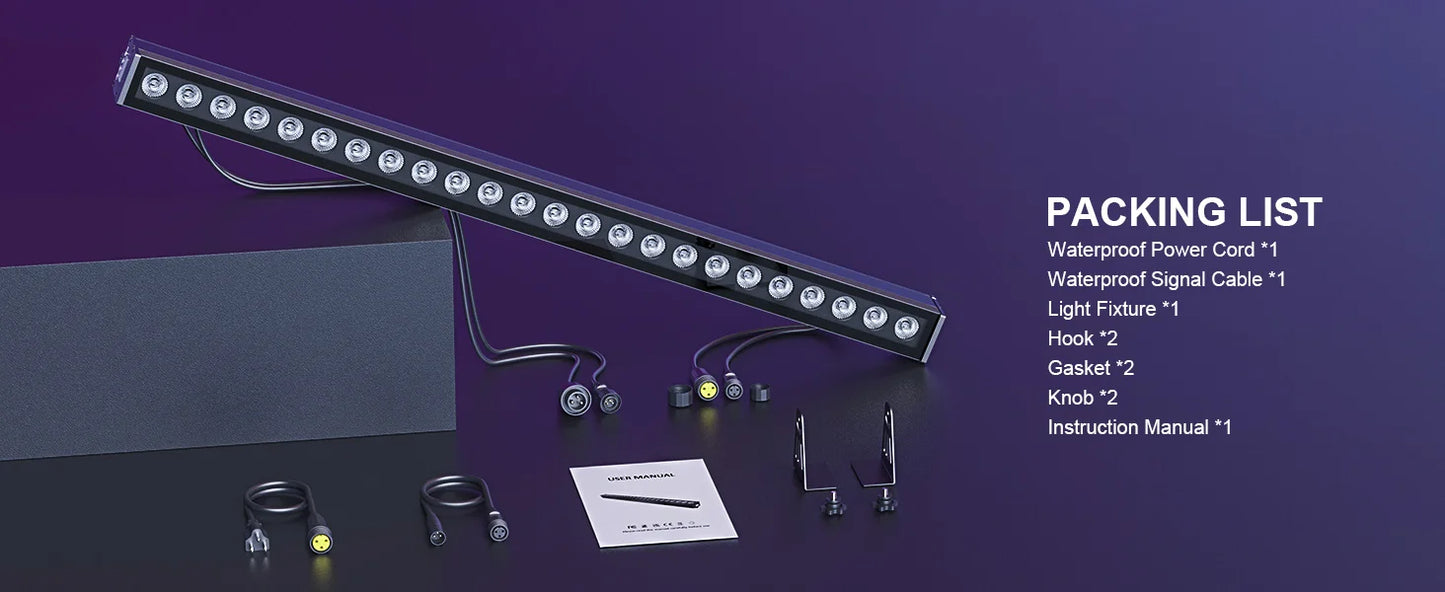 Fieryzeal 100W RGB LED Wall Wash-ljus IP65 – 24x3W DMX512 Strobe Scen DJ Bar Bröllop Utomhus CE FCC RoHS