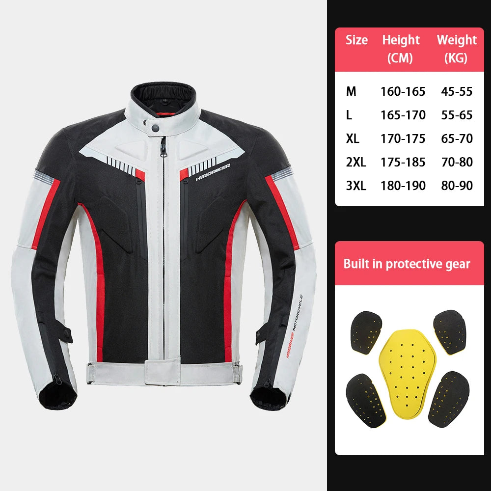 Men's Motorcycle Jacket Anti-fall Wear-resistant Motorbike Jacket With 5pcs Protector Motocross Racing Clothing Protection