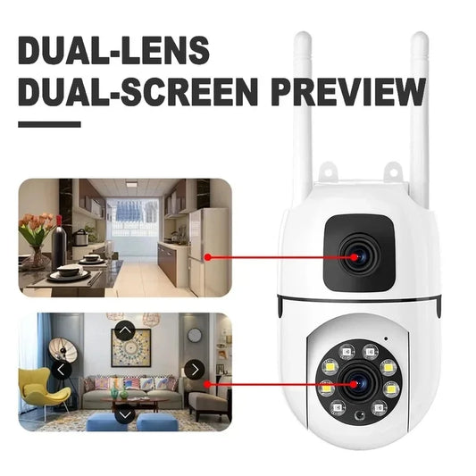 WiFi IP-kamera Säkerhetsskydd Dubbel Lins Trådlös Inomhusmonitor V380 Pro