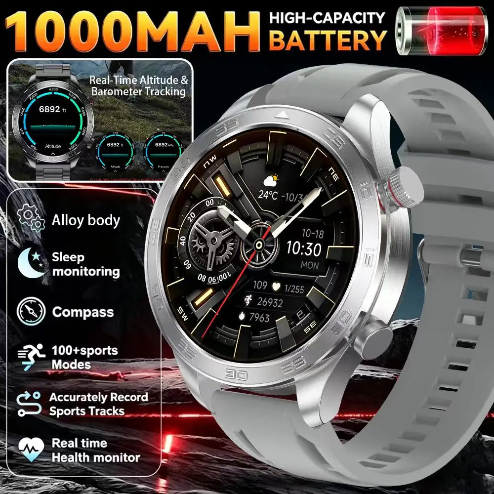 2026New Men's Outdoor Sports Smartwatch GPSTrack 1000mAh Battery Heart Rate Monitor 100+Sport Mode IP67 Waterproof Smart Watches
