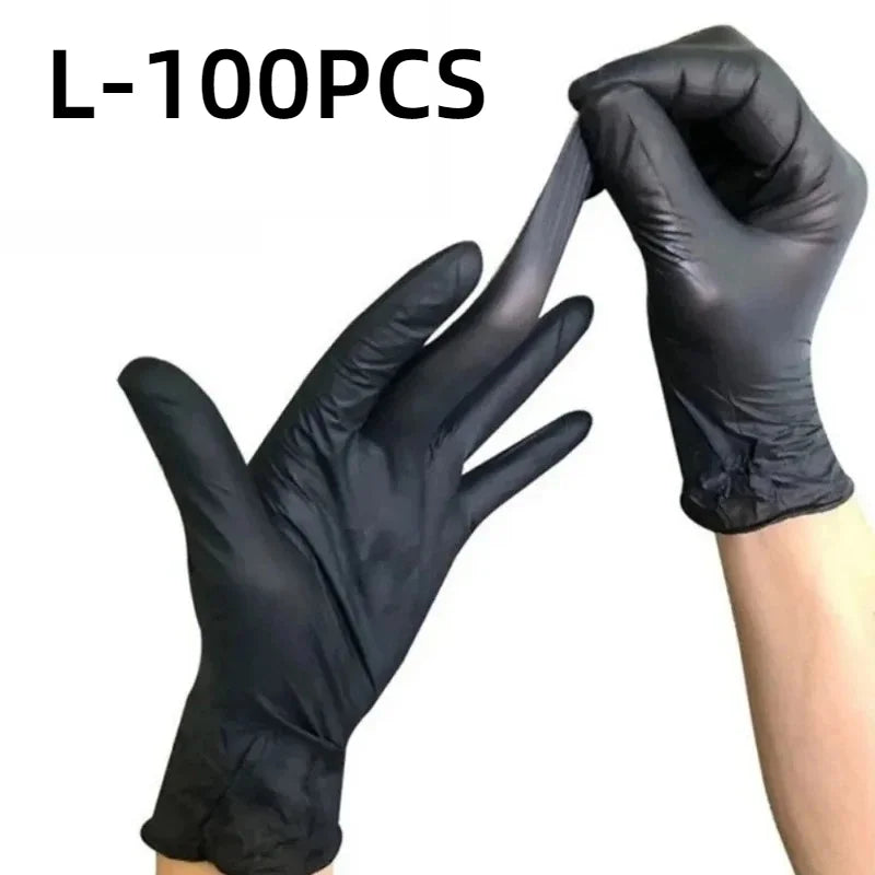 20/60/100PCS Black Disposable Nitrile Gloves Powder Free Waterproof Gloves for Tattoo Supplies Beauty Salon Cleaning Tool