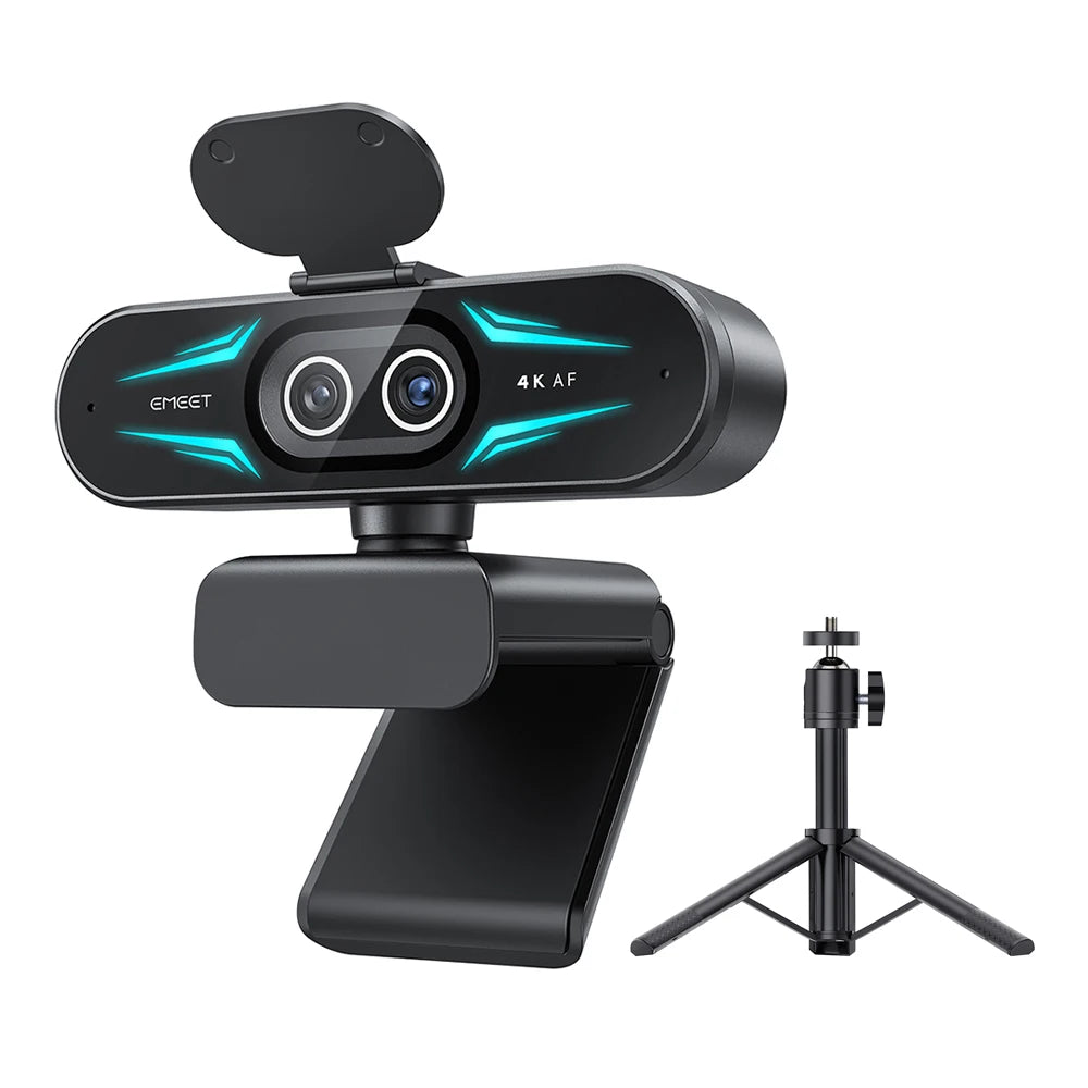 4K Webcam 1080P 60fps Web Camera EMEET C60E 4K Binocular USB Camera With RGB Light for Streaming/Gamer Video Camera for Computer