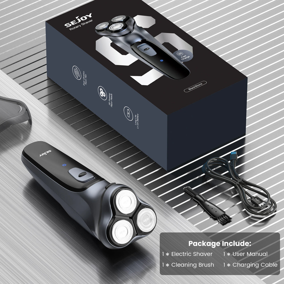Sejoy elektrisk rakapparat med trimmer och USB-C-laddning