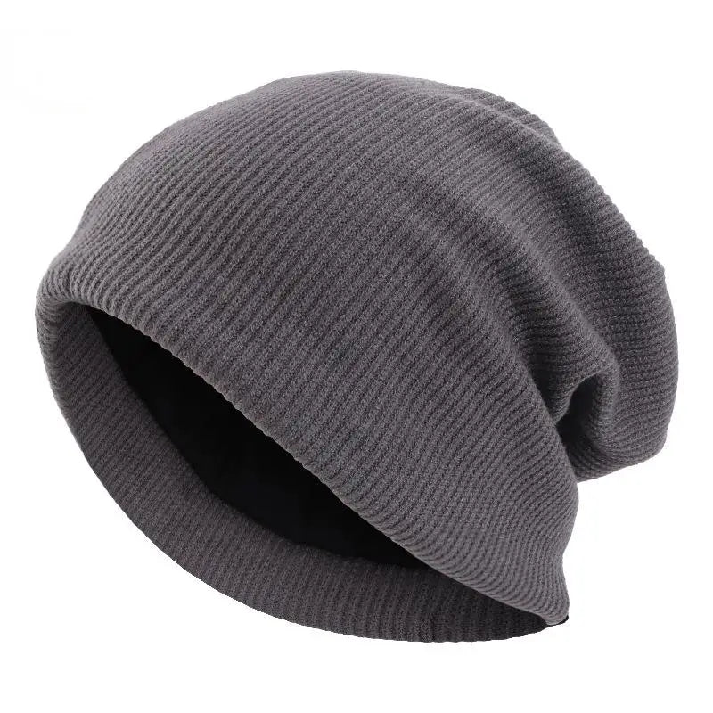 Autumn and winter fine yarn knitted double-layer thick warm bonnet skullies beanies