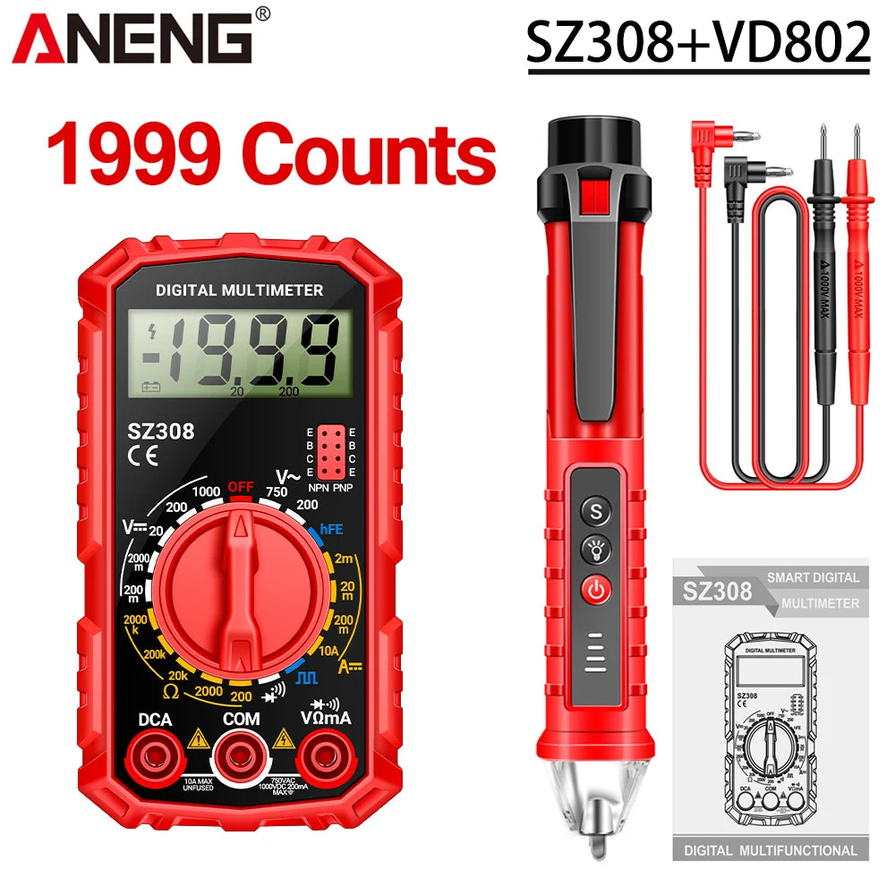 ANENG SZ308 digital multimeter med VD802-spänningspenna
