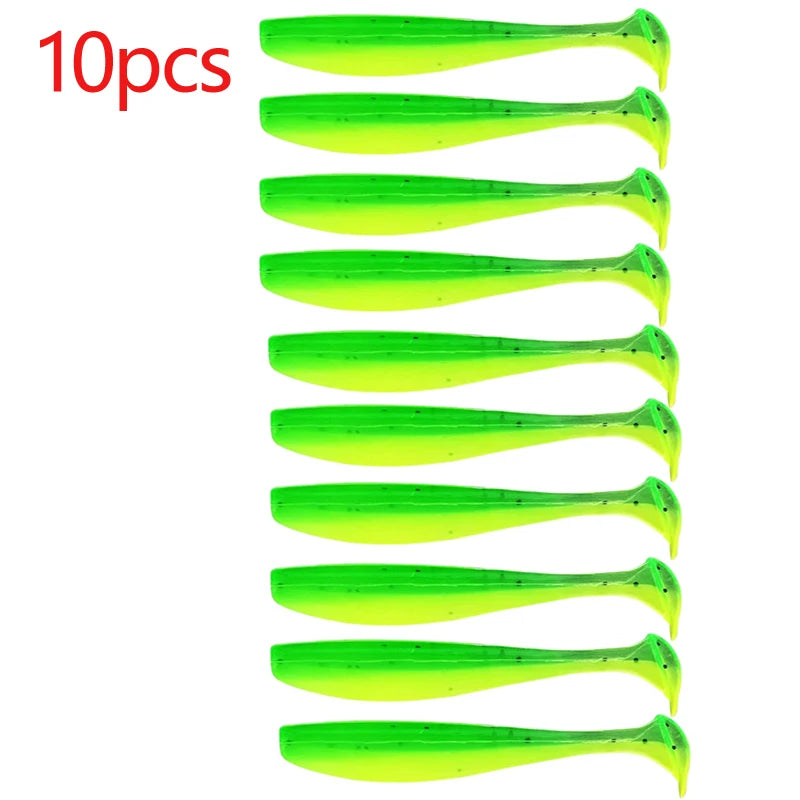 10pcs/Lot Fishing Lure T Tail Worm Soft Bait Jigging Wobblers Tackle Bass Pike Artificial Silicone Swimbait 55mm 70/90mm 120mm